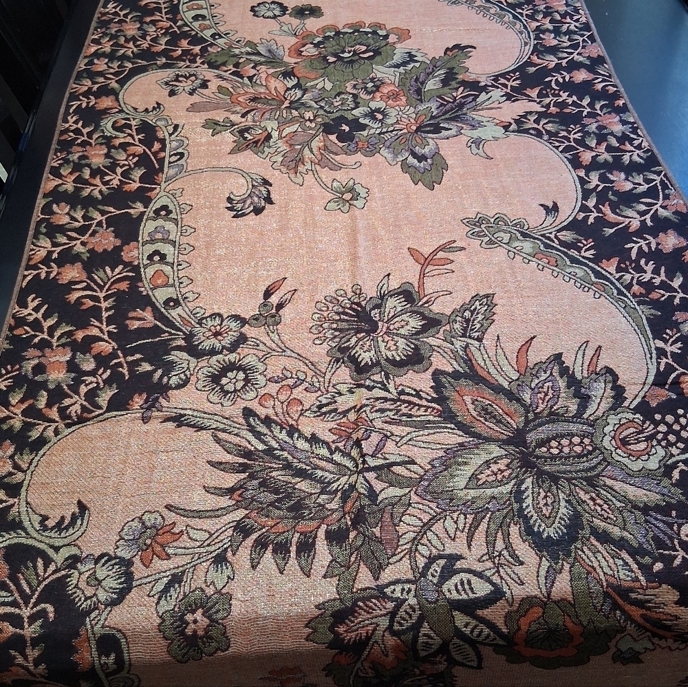 Beautiful Silk Blanket Scarf With Fringe 27"×76" - Picture 7 of 16